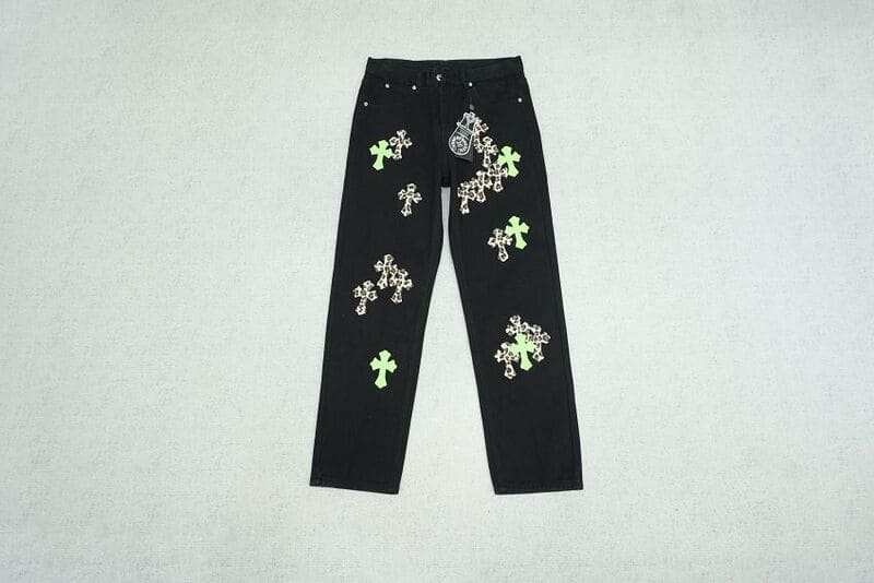 Calça Jeans Chrome Hearts Green & Leopard Cross