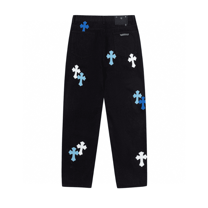 Calça Chrome Hearts Jeans Cross White/Blue