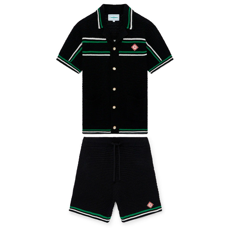 Conjunto Casablanca Crochê Preto e Verde