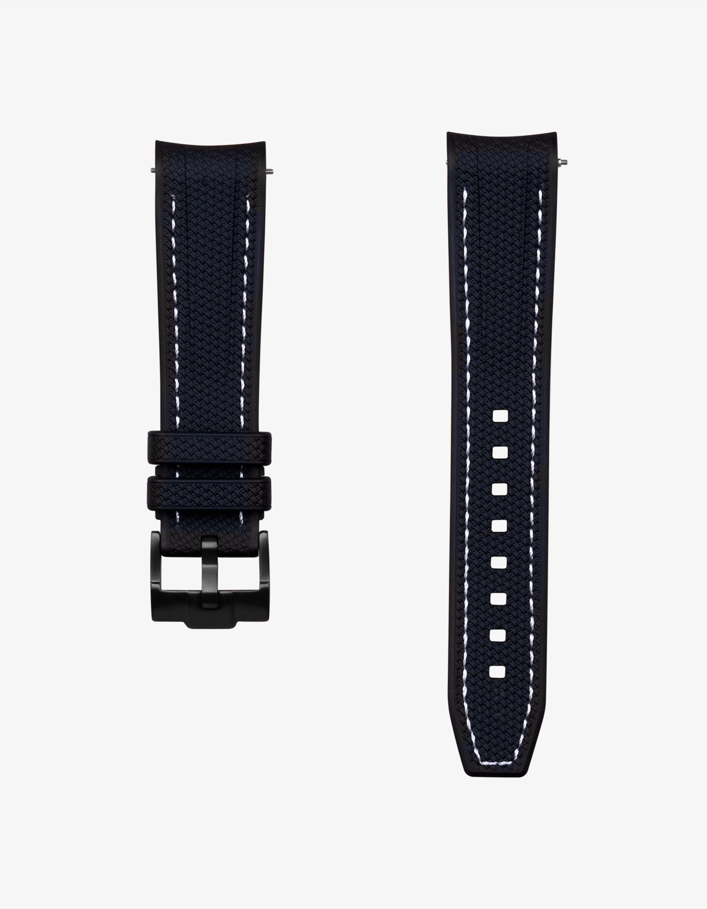Curved Vertech Rubber Strap - Black & White Stitches