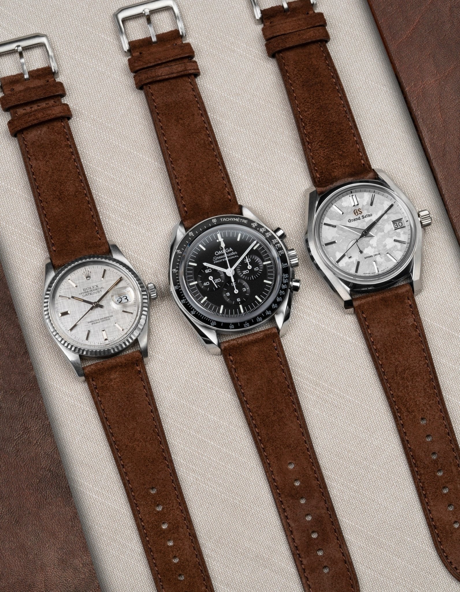 Brown Suede Leather Strap - 17-21mm