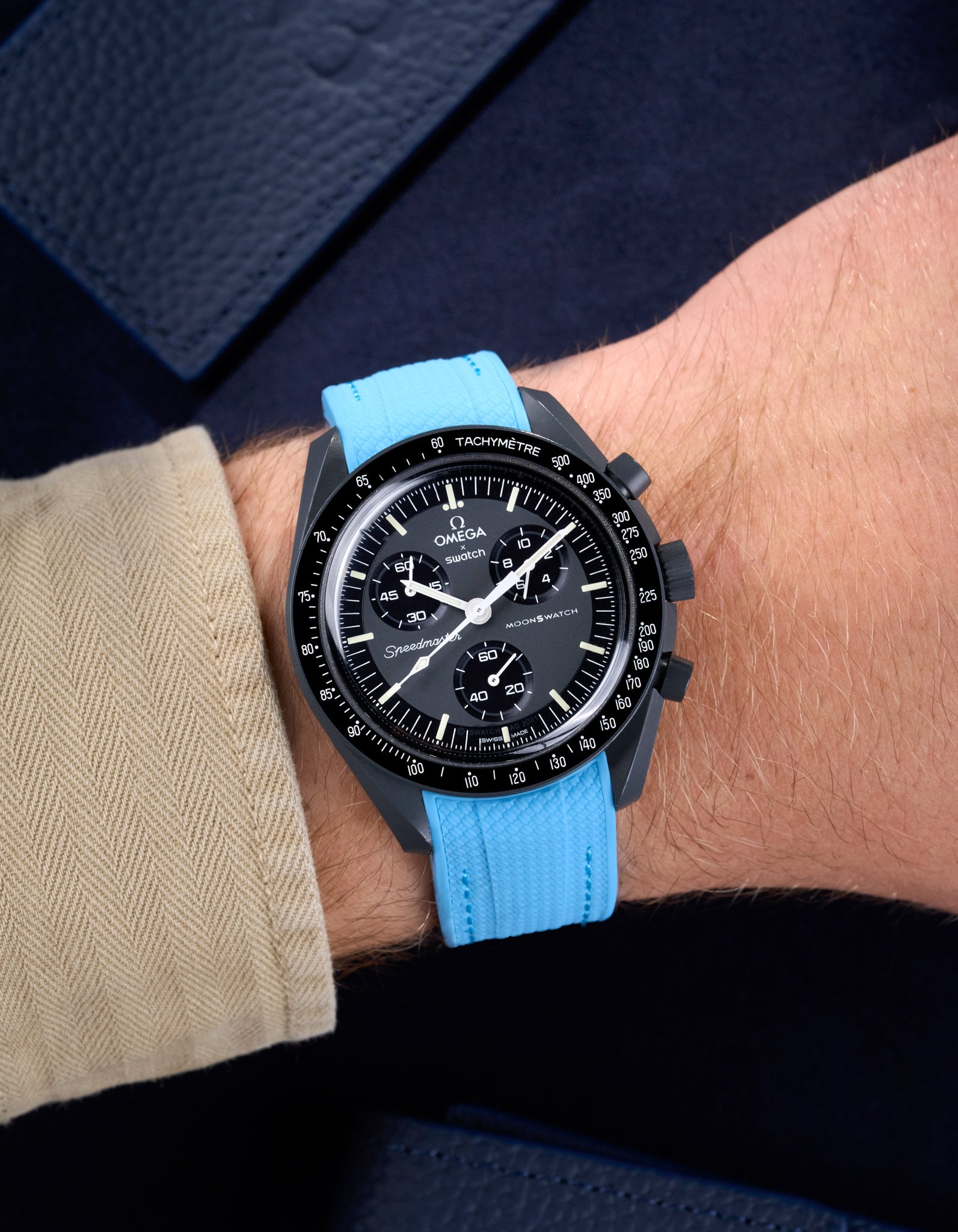 Curved Vertech Rubber Strap - Capri Blue