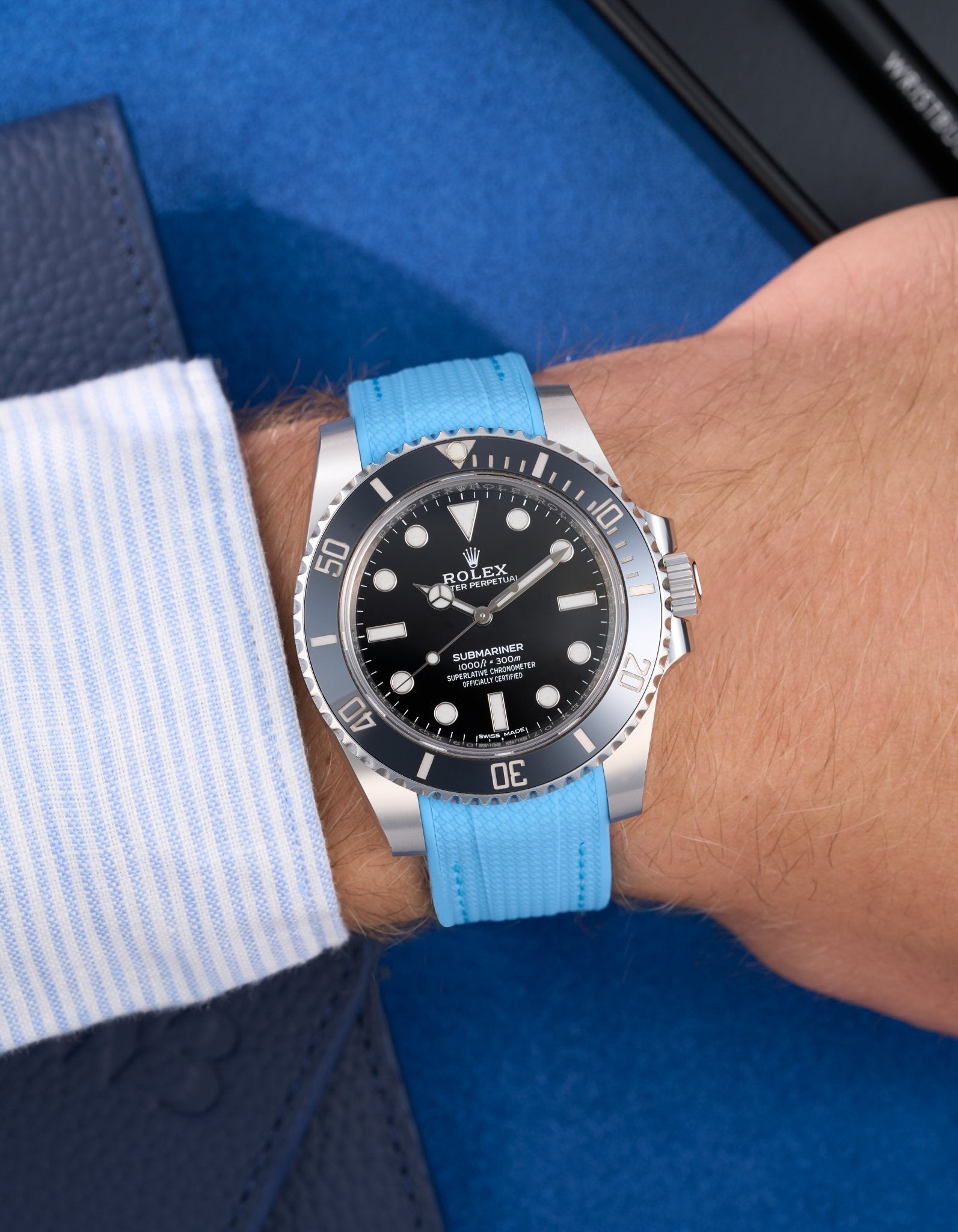 Curved Vertech Rubber Strap - Capri Blue