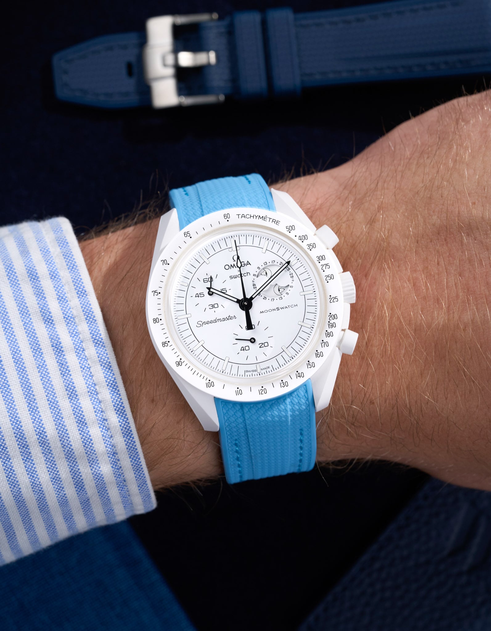 Curved Vertech Rubber Strap - Capri Blue