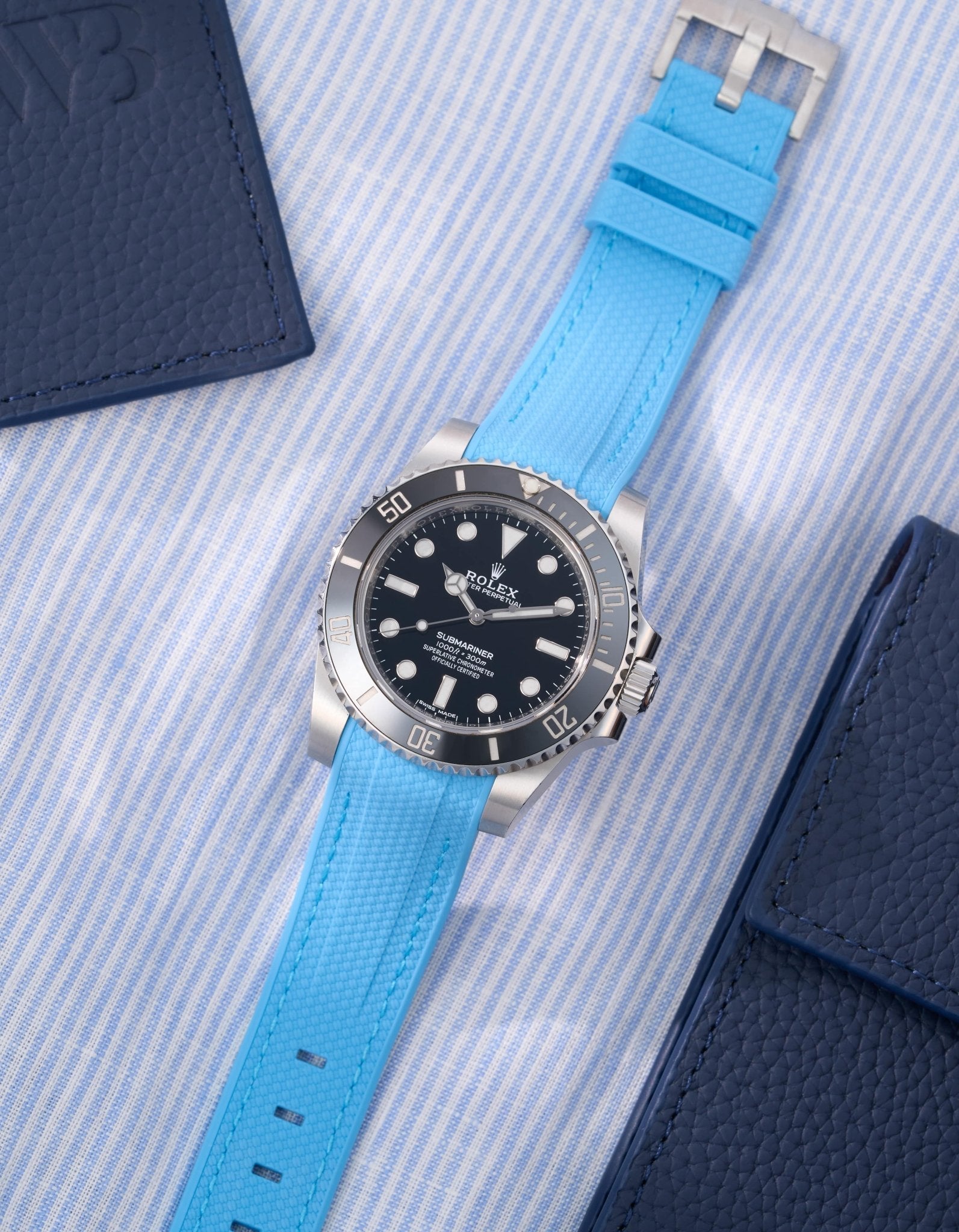 Curved Vertech Rubber Strap - Capri Blue