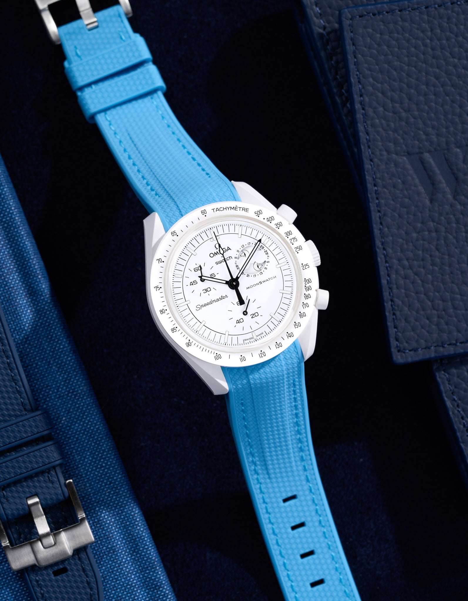 Curved Vertech Rubber Strap - Capri Blue