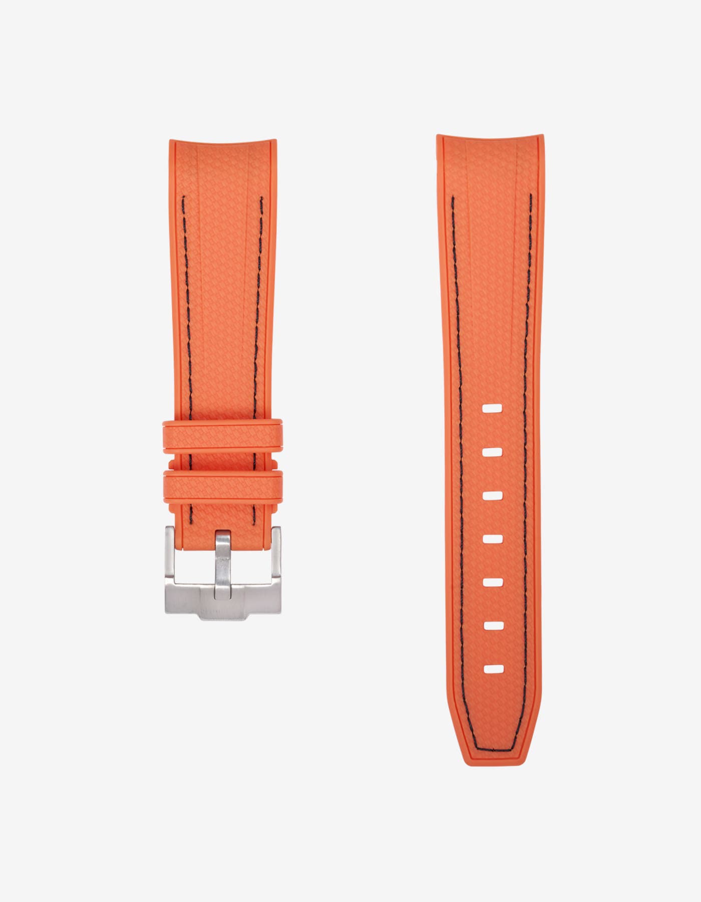 Curved Vertech Rubber Strap - Lava Orange & Black Stitches