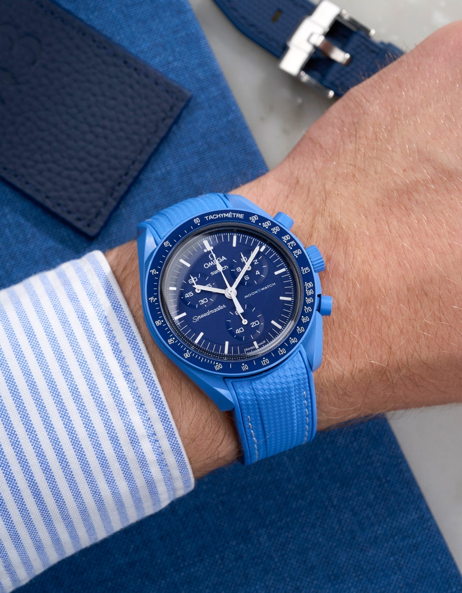 Curved Vertech Rubber Strap - Neptune Blue