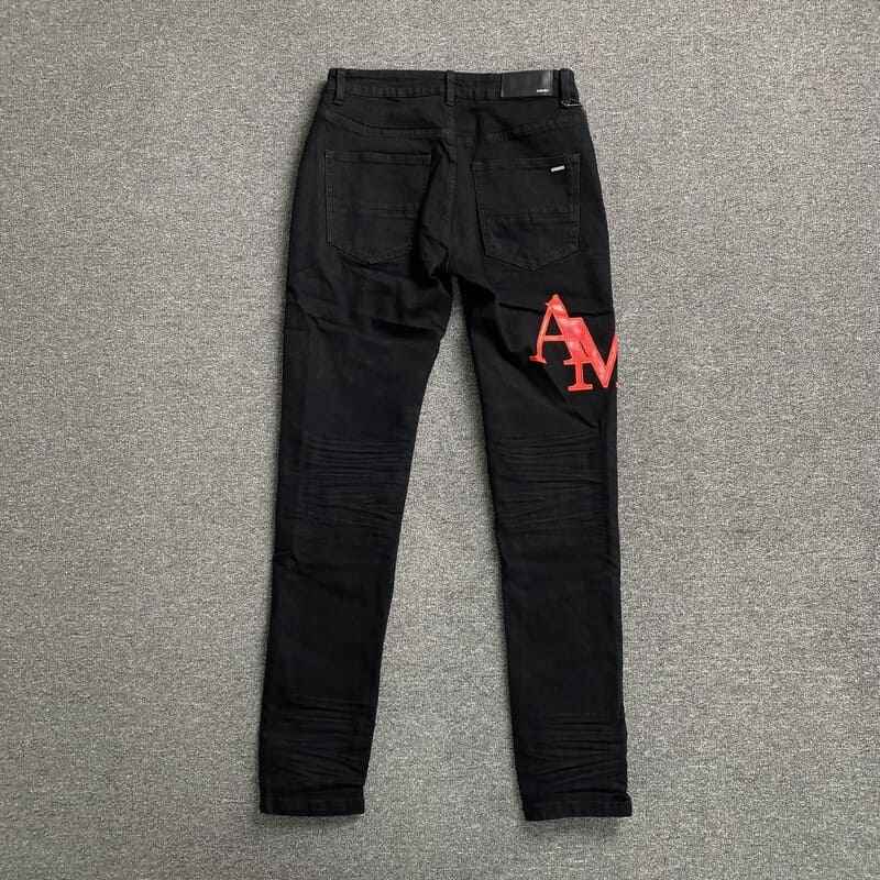 Calça Amiri Jeans Staggered Logo Preta