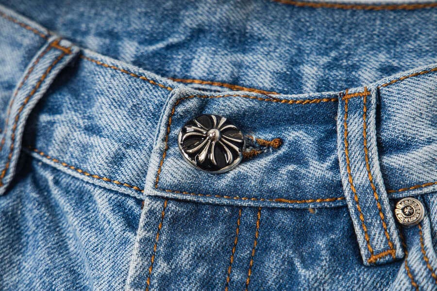 Calça Jeans Chrome Hearts Patches Cross Pink