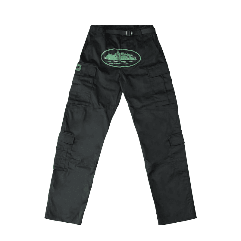 Calça Corteiz Cargo Preta e Verde