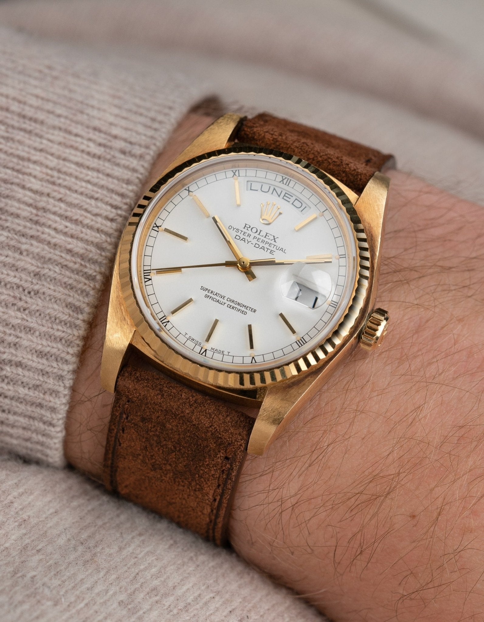 Brown Suede Leather Strap - 17-21mm