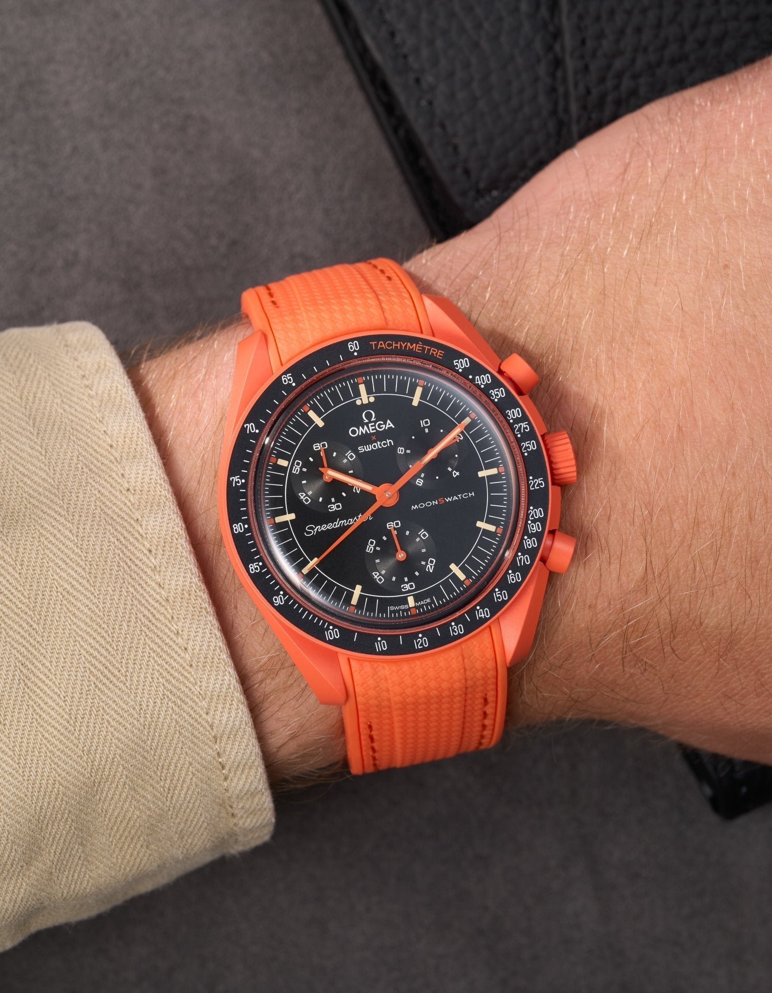 Curved Vertech Rubber Strap - Lava Orange