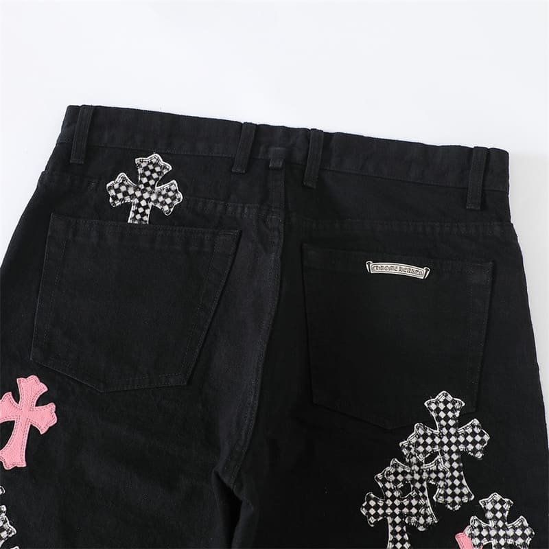 Calça Chrome Hearts Jeans Cross Patch Fleurknee